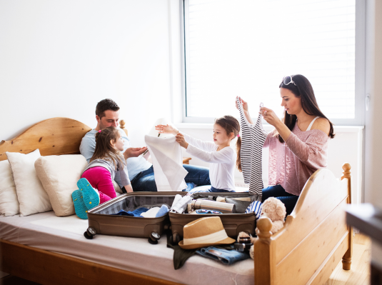 family packing for vacation