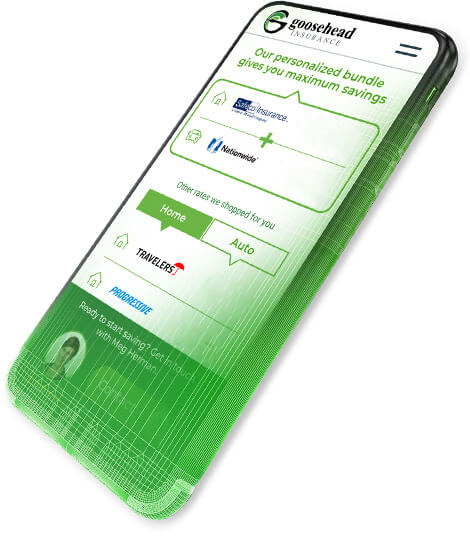 Goosehead mobile app interface showcasing features for maximizing on insurance bundles like home and auto.