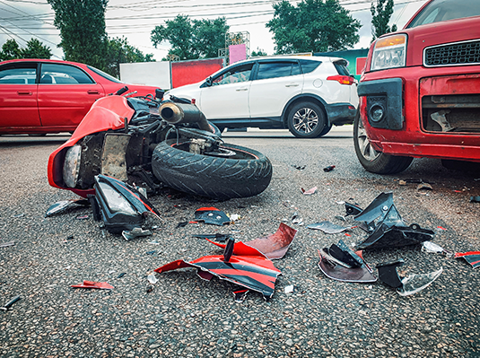 motorcycle accident with a car