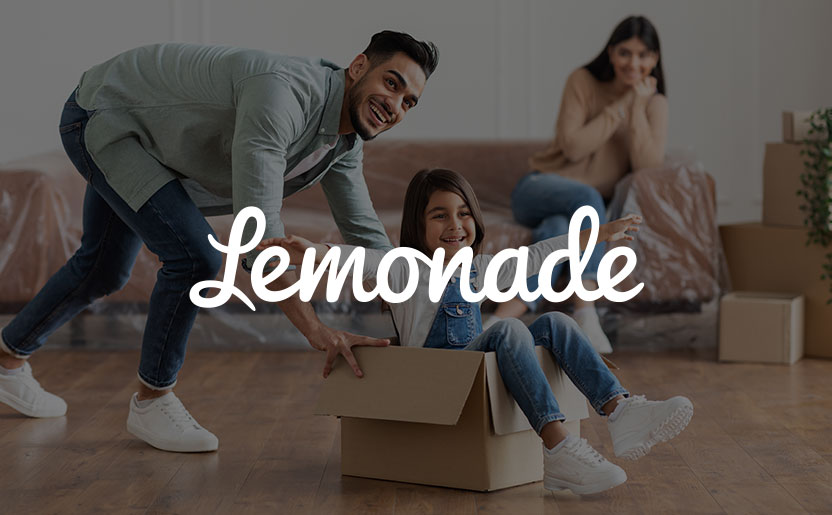 An image of the Lemonade logo: It features stylized, cursive lettering for the word Lemonade